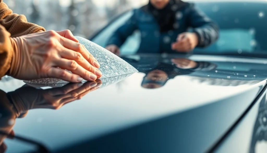 Apply PPF winter road salt protection on a car to safeguard against winter damage.