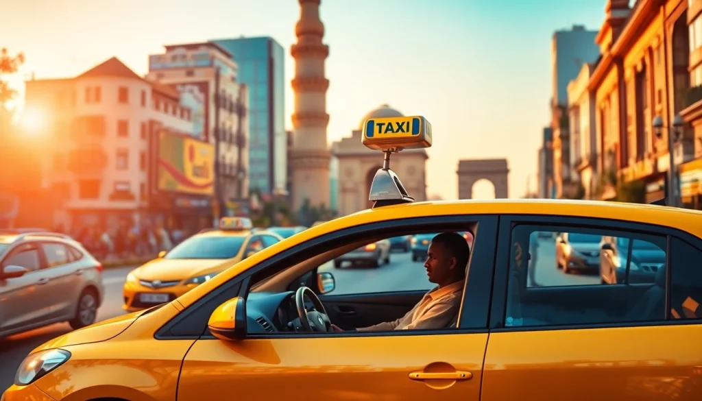 Delhi Taxi Service navigating through vibrant Delhi streets, showcasing safety and comfort.
