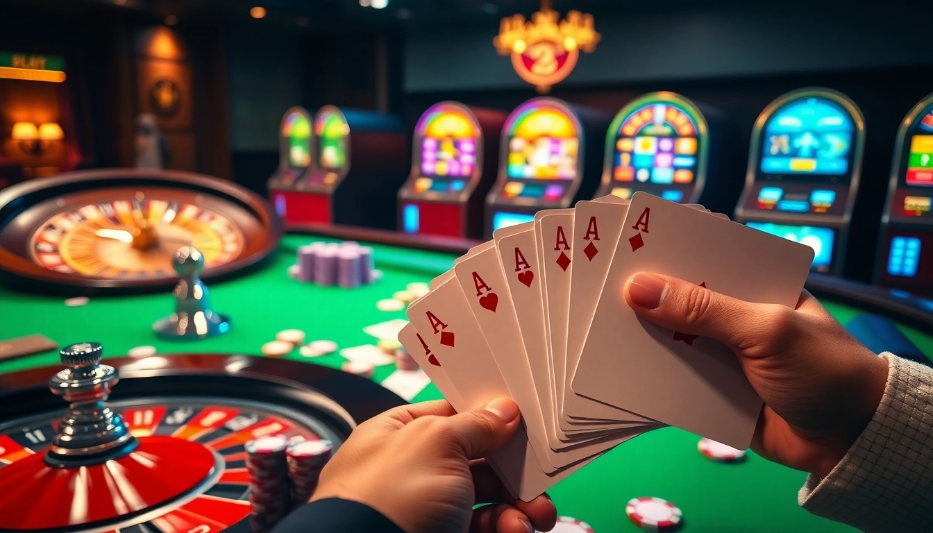 Un gameplay passionnant dans un cadre luxueux, mettant en avant le casino en ligne argent réel France avec roulette et poker.