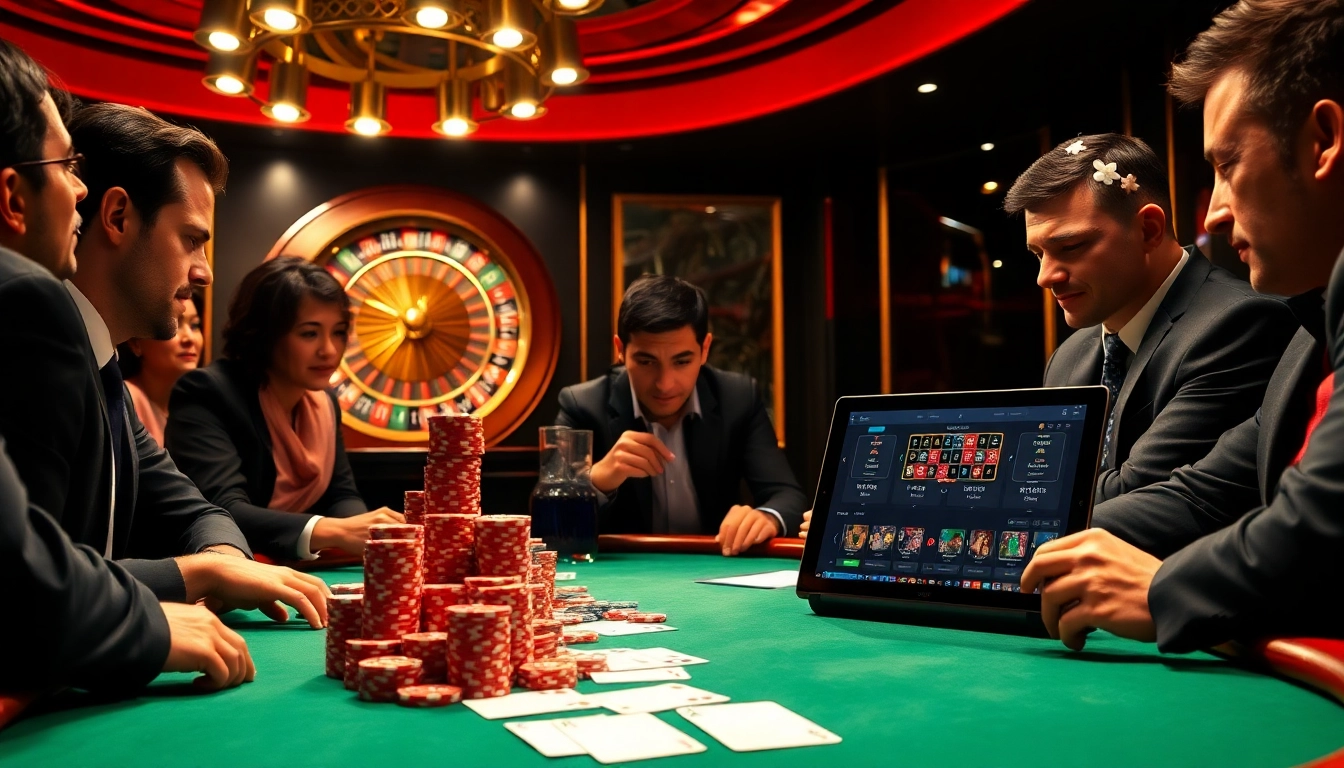 Profitez du casino en ligne argent réel France avec une scène de table de poker dynamique remplie de joueurs engagés.