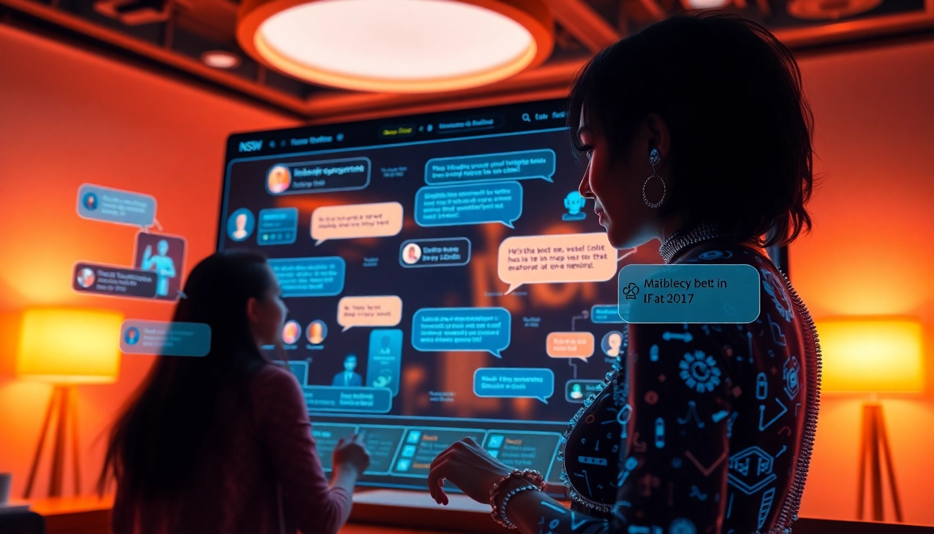 Dynamic scene of nsfw ai chat interactions showcasing engaging dialogue and vibrant visuals.