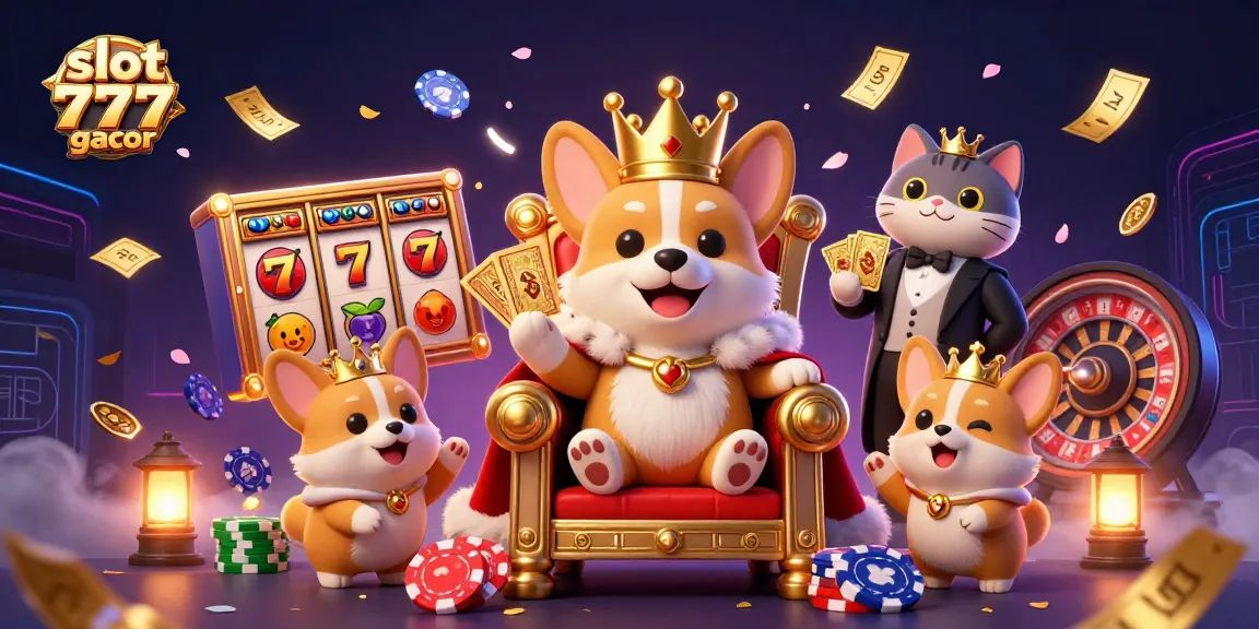Experience thrilling action with slot 777 gacor featuring royal corgi in a vibrant casino scene.