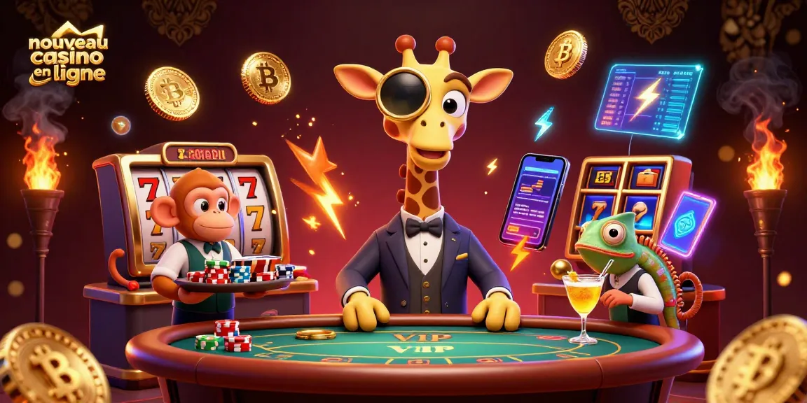 Jeux passionnants au nouveau casino en ligne, animé par une girafe élégante et ses amis.