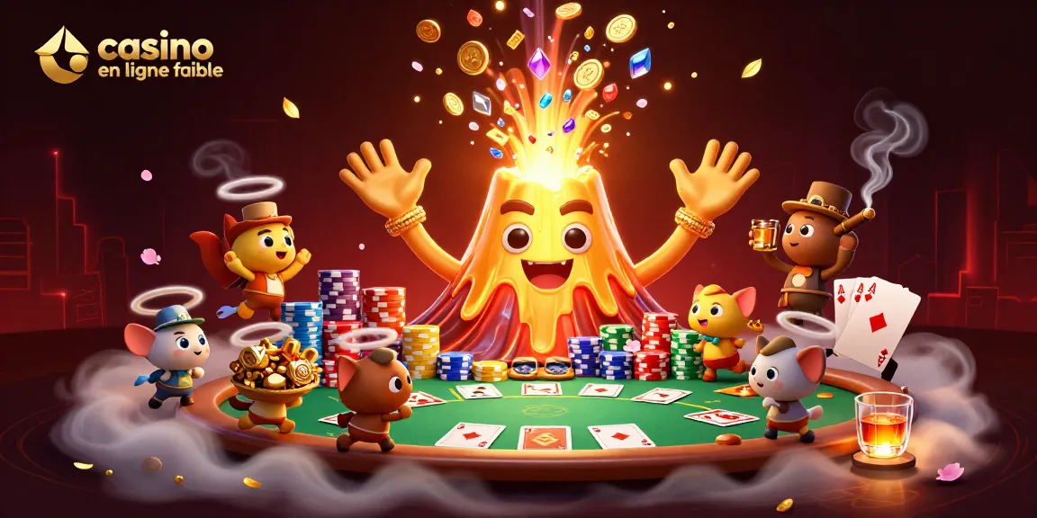 Participez à l'action d'un casino en ligne fiable avec un volcan doré éruptif et des trésors en fuite.