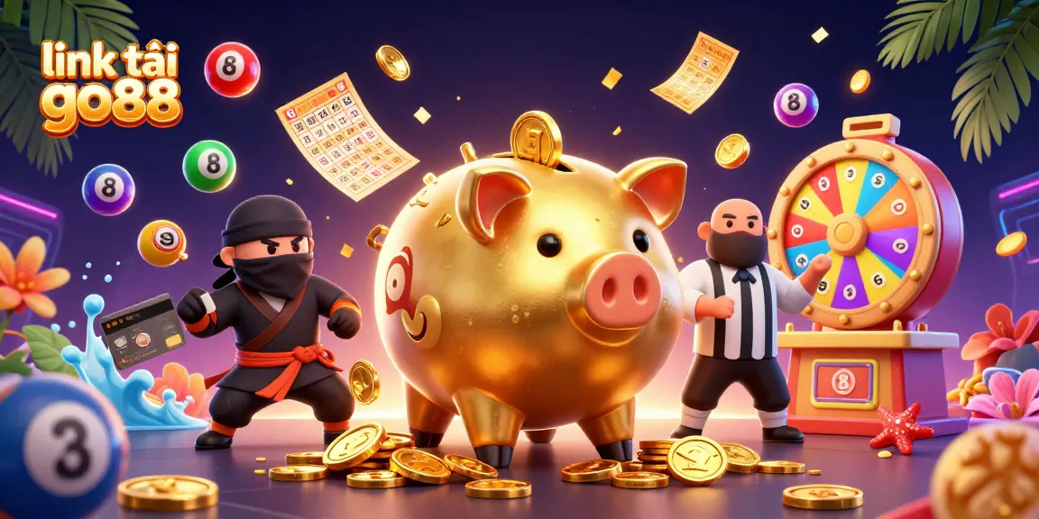 Experience the excitement of link tải go88 with a vibrant 3D casino illustration showcasing colorful elements.