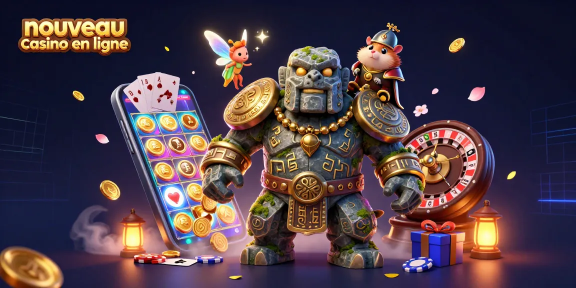 Découvrez le nouveau casino en ligne avec un golem mystérieux et un chevalier, entouré de jeux captivants.