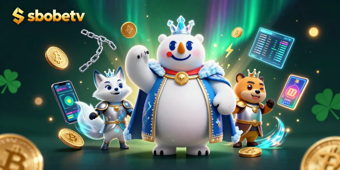 Experience sbobetv with an ultra-detailed 3D casino scene featuring a polar bear king.