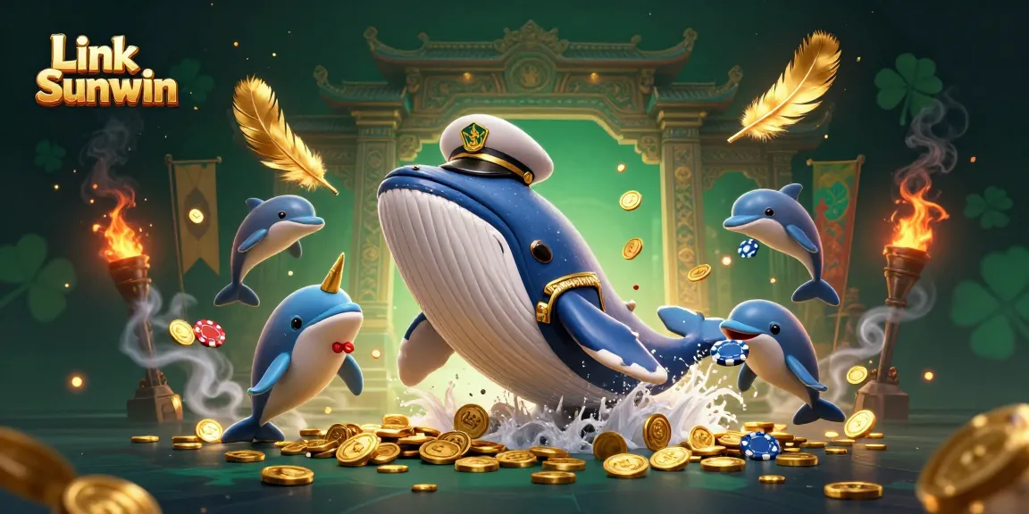 Win big with Link Sunwin in this vibrant casino adventure illustration featuring playful marine creatures.