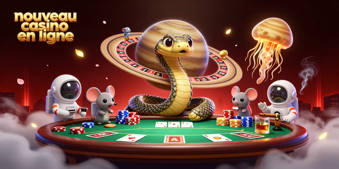 Le nouveau casino en ligne présente un serpent de Saturne jouant à la roulette avec des astronautes pariant sous une méduse dorée.