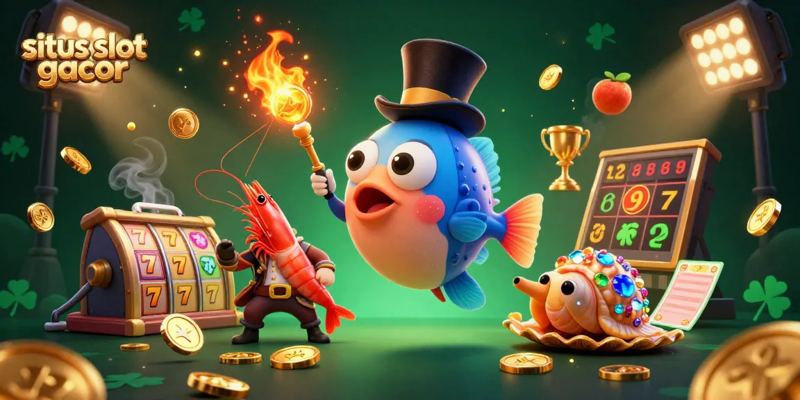 Situs slot gacor shines as the anglerfish attracts coins while holding a jackpot, alongside pirate shrimp and gem snail.
