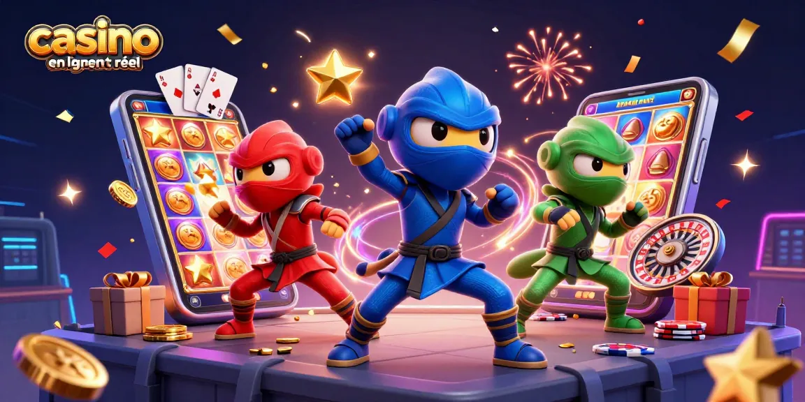 Jouez avec le casino en ligne argent réel et découvrez des jeux captivants dans une illustration vibrante.