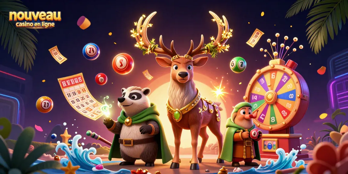 Participez à un nouveau casino en ligne avec un druide en stag et des boules de loterie colorées.
